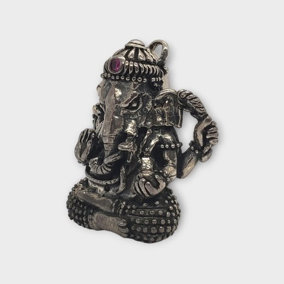 Ganesha .925 Silver pendant with ruby - Picture 10 of 12